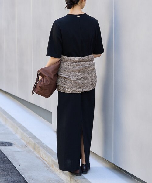 RIVE DROITE（リヴドロワ）の「予約【接触冷感・紫外線防止素材】ゴブソデカットソーワンピース（ワンピース・レディース・ブラック/ブラウン・40/38/36）」の10枚目の写真