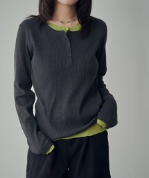 goocy（グースィー）の「配色ヘンリープルオーバー（ニット/セーター）」