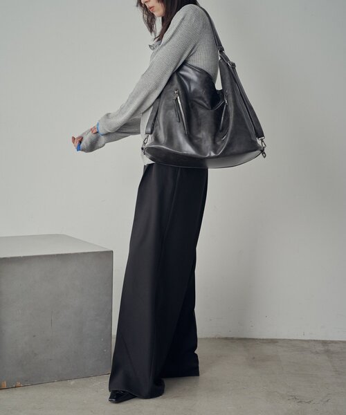 goocy（グーシー）の「配色ヘンリープルオーバー（ニット/セーター・レディース・チャコールグレー/アイボリー/グレー・FREE）」の16枚目の写真