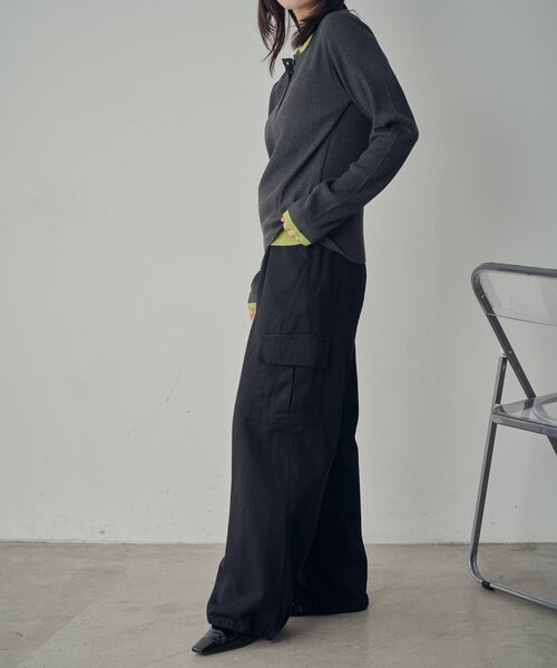 goocy（グーシー）の「配色ヘンリープルオーバー（ニット/セーター・レディース・チャコールグレー/アイボリー/グレー・FREE）」の22枚目の写真