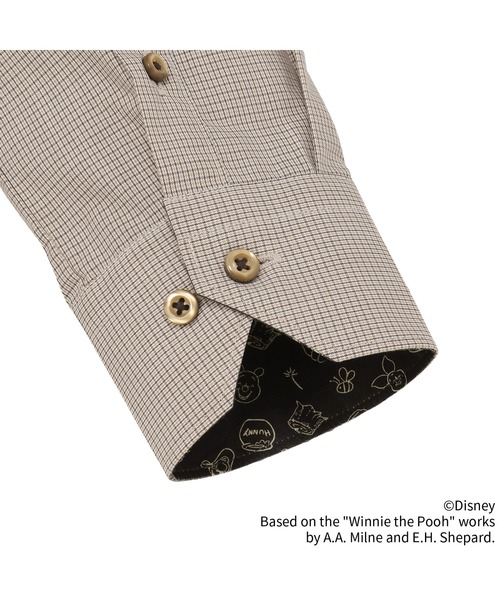 TOKYO SHIRTS（トウキョウシャツ）の「【くまのプーさん】形態安定ノンアイロン ワイド 長袖ビジネスワイシャツ（ビジネスシャツ・レディース・ブラウン・L/M/S）」の4枚目の写真