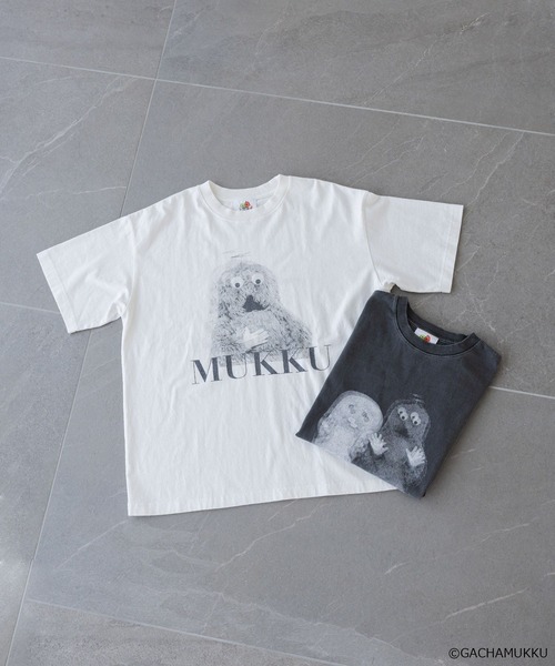 LOWRYS FARM（ローリーズファーム）の「【ガチャピン・ムック】Tシャツ　658174（Tシャツ/カットソー・レディース・オフホワイト/チャコールグレー・FREE）」の3枚目の写真