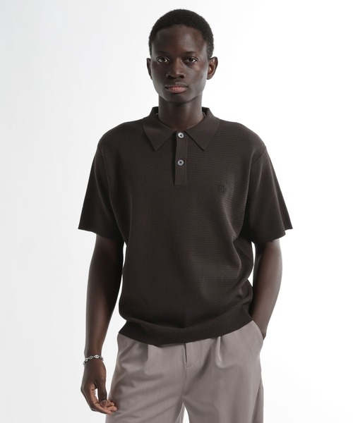 HARE(ハレ)の「HAREロゴニットポロ(HARE)(ポロシャツ・メンズ・グレー/ブルー/ブラック/ブラウン・SMALL/MEDIUM)」の3枚目の写真