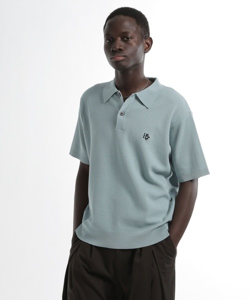 HARE(ハレ)の「HAREロゴニットポロ(HARE)(ポロシャツ・メンズ・グレー/ブルー/ブラック/ブラウン・SMALL/MEDIUM)」の4枚目の写真