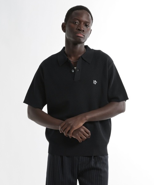 HARE(ハレ)の「HAREロゴニットポロ(HARE)(ポロシャツ・メンズ・グレー/ブルー/ブラック/ブラウン・SMALL/MEDIUM)」の1枚目の写真