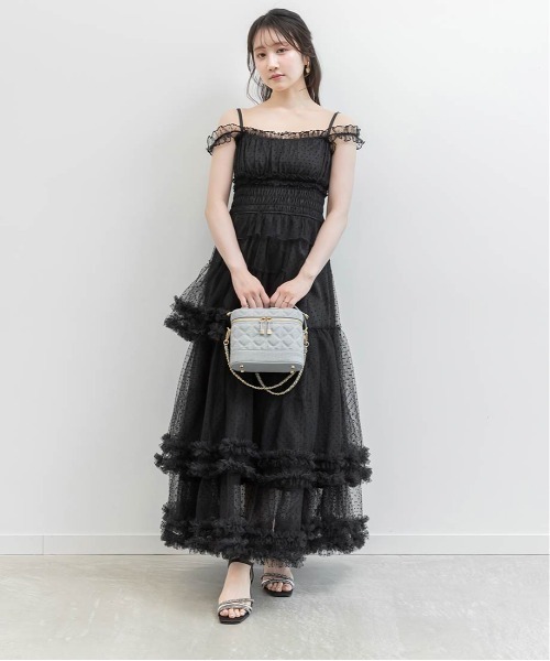 RANDA(ランダ)の「チュールフリルキャミワンピース(ワンピース・レディース・ブルー/ネイビー/ドット・1/0)」の16枚目の写真