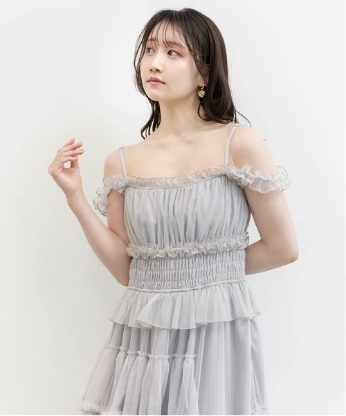 RANDA(ランダ)の「チュールフリルキャミワンピース(ワンピース・レディース・ブルー/ネイビー/ドット・1/0)」の17枚目の写真