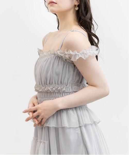 RANDA(ランダ)の「チュールフリルキャミワンピース(ワンピース・レディース・ブルー/ネイビー/ドット・1/0)」の18枚目の写真