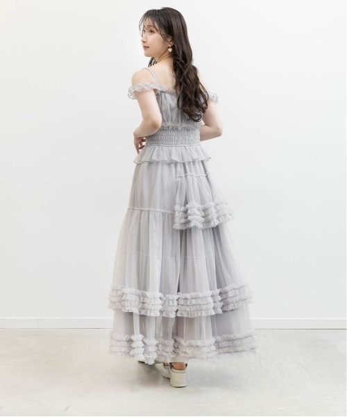 RANDA(ランダ)の「チュールフリルキャミワンピース(ワンピース・レディース・ブルー/ネイビー/ドット・1/0)」の22枚目の写真