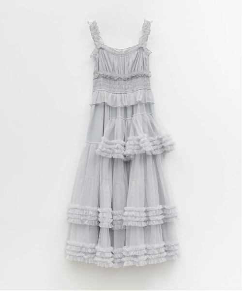 RANDA(ランダ)の「チュールフリルキャミワンピース(ワンピース・レディース・ブルー/ネイビー/ドット・1/0)」の9枚目の写真