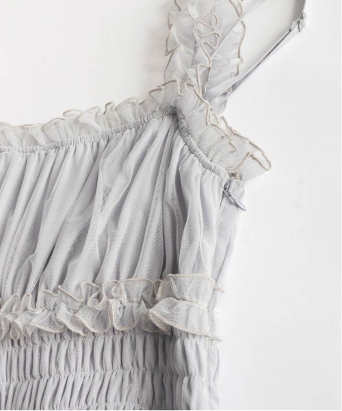 RANDA(ランダ)の「チュールフリルキャミワンピース(ワンピース・レディース・ブルー/ネイビー/ドット・1/0)」の12枚目の写真