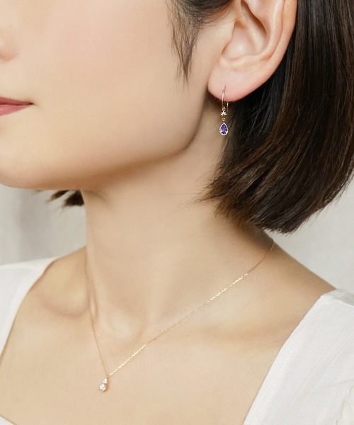 TAKE-UP(テイクアップ)の「K10 ツユミニスター・パープル ワイヤーピアス( YG)(ピアス(両耳用)・レディース・イエローゴールド・FREE)」の4枚目の写真