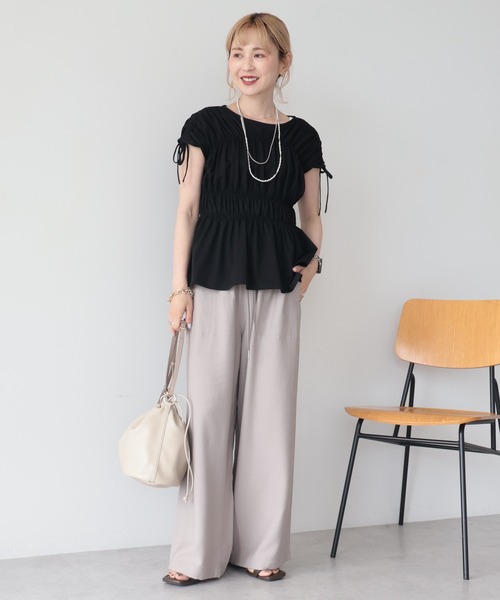 AMERICAN HOLIC（アメリカンホリック）の「【マルチ機能】ベイカーリラックスパンツ【WEB限定カラー有り】（その他パンツ・レディース・カーキ/ブラック/ベージュ/ブラウン/ピンク/キャメル/ブルー/その他6/グリーン/ネイビー/グレイッシュベージュ/チャコールグレー/オリーブ/ボルドー・L/S/M）」の16枚目の写真