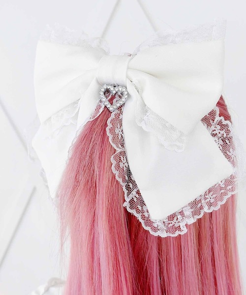 MA*RS(アメーバーマーズ)の「ビッグりぼん×ビジューハートリングバレッタ(バレッタ/ヘアクリップ・レディース・ブラック/ホワイト/ピンク/ブラック×ホワイト・FREE)」の10枚目の写真