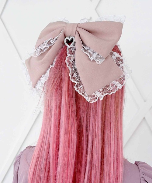 MA*RS(アメーバーマーズ)の「ビッグりぼん×ビジューハートリングバレッタ(バレッタ/ヘアクリップ・レディース・ブラック/ホワイト/ピンク/ブラック×ホワイト・FREE)」の14枚目の写真