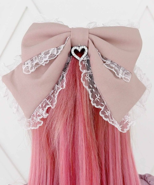 MA*RS(アメーバーマーズ)の「ビッグりぼん×ビジューハートリングバレッタ(バレッタ/ヘアクリップ・レディース・ブラック/ホワイト/ピンク/ブラック×ホワイト・FREE)」の15枚目の写真