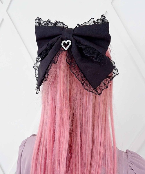 MA*RS(アメーバーマーズ)の「ビッグりぼん×ビジューハートリングバレッタ(バレッタ/ヘアクリップ・レディース・ブラック/ホワイト/ピンク/ブラック×ホワイト・FREE)」の20枚目の写真