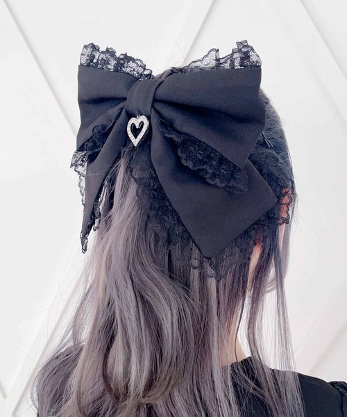MA*RS(アメーバーマーズ)の「ビッグりぼん×ビジューハートリングバレッタ(バレッタ/ヘアクリップ・レディース・ブラック/ホワイト/ピンク/ブラック×ホワイト・FREE)」の21枚目の写真