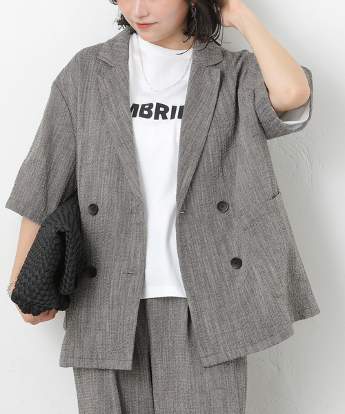 JOURNAL STANDARD relume(ジャーナルスタンダード レリューム)の「スラブハーフスリーブジャケット(テーラードジャケット・レディース・グレー/ライトグレー・FREE)」の7枚目の写真