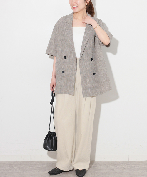JOURNAL STANDARD relume(ジャーナルスタンダード レリューム)の「スラブハーフスリーブジャケット(テーラードジャケット・レディース・グレー/ライトグレー・FREE)」の10枚目の写真