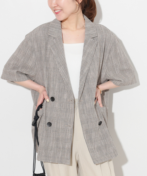 JOURNAL STANDARD relume(ジャーナルスタンダード レリューム)の「スラブハーフスリーブジャケット(テーラードジャケット・レディース・グレー/ライトグレー・FREE)」の13枚目の写真