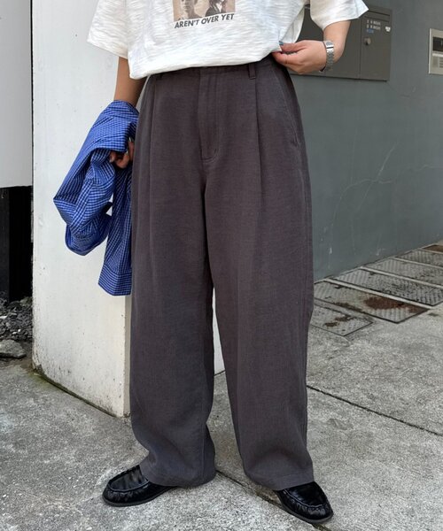 CIAOPANIC TYPY（チャオパニックティピー）の「【ユニセックス】接触冷感ジャガードタックストレートパンツ（その他パンツ・レディース・ネイビー/チャコールグレー/アイボリー・LARGE/MEDIUM）」の2枚目の写真