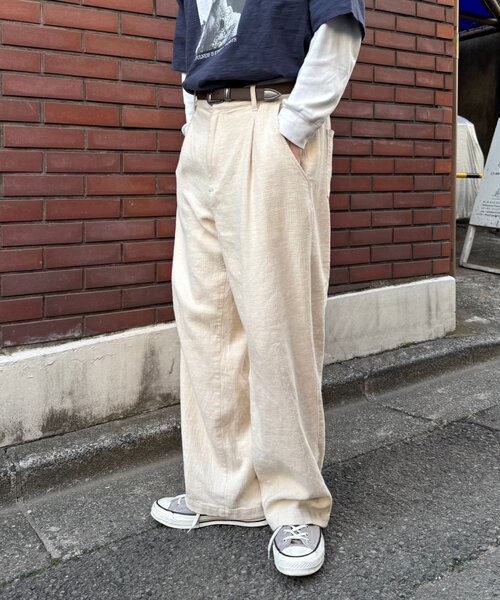 CIAOPANIC TYPY（チャオパニックティピー）の「【ユニセックス】接触冷感ジャガードタックストレートパンツ（その他パンツ・レディース・ネイビー/チャコールグレー/アイボリー・LARGE/MEDIUM）」の7枚目の写真