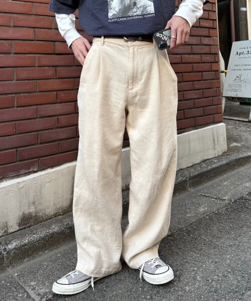 CIAOPANIC TYPY（チャオパニックティピー）の「【ユニセックス】接触冷感ジャガードタックストレートパンツ（その他パンツ・レディース・ネイビー/チャコールグレー/アイボリー・LARGE/MEDIUM）」の8枚目の写真