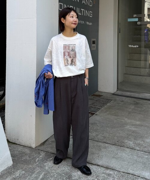 CIAOPANIC TYPY（チャオパニックティピー）の「【ユニセックス】接触冷感ジャガードタックストレートパンツ（スラックス・メンズ・ネイビー/チャコールグレー/アイボリー・LARGE/MEDIUM）」の9枚目の写真
