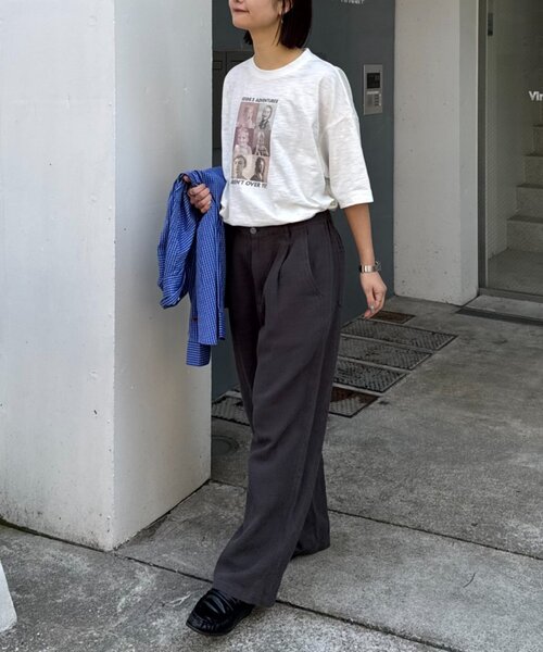 CIAOPANIC TYPY（チャオパニックティピー）の「【ユニセックス】接触冷感ジャガードタックストレートパンツ（スラックス・メンズ・ネイビー/チャコールグレー/アイボリー・LARGE/MEDIUM）」の10枚目の写真