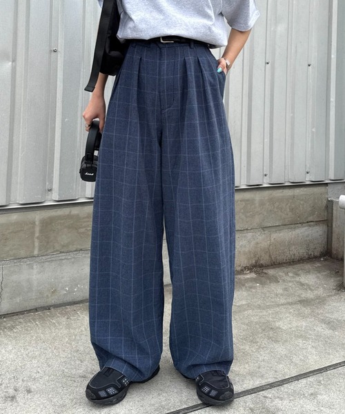 CIAOPANIC TYPY（チャオパニックティピー）の「【ユニセックス】接触冷感ジャガードタックストレートパンツ（その他パンツ・レディース・ネイビー/チャコールグレー/アイボリー・LARGE/MEDIUM）」の3枚目の写真