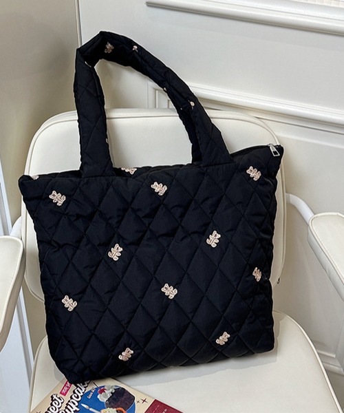 VIBGYOR(ヴィブジョー)の「Mignonjour/くま刺繍キルティングバッグ M2900(ハンドバッグ・レディース・ブラウン/ホワイト/ブラック・FREE)」の8枚目の写真