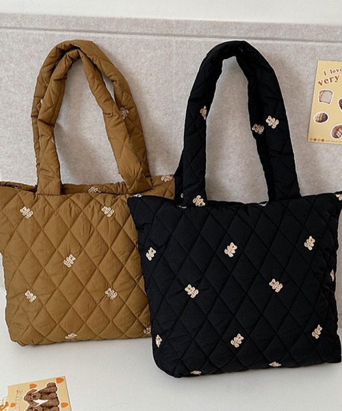 VIBGYOR(ヴィブジョー)の「Mignonjour/くま刺繍キルティングバッグ M2900(ハンドバッグ・レディース・ブラウン/ホワイト/ブラック・FREE)」の10枚目の写真