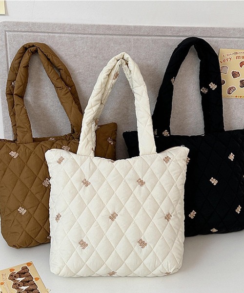 VIBGYOR(ヴィブジョー)の「Mignonjour/くま刺繍キルティングバッグ M2900(ハンドバッグ・レディース・ブラウン/ホワイト/ブラック・FREE)」の11枚目の写真
