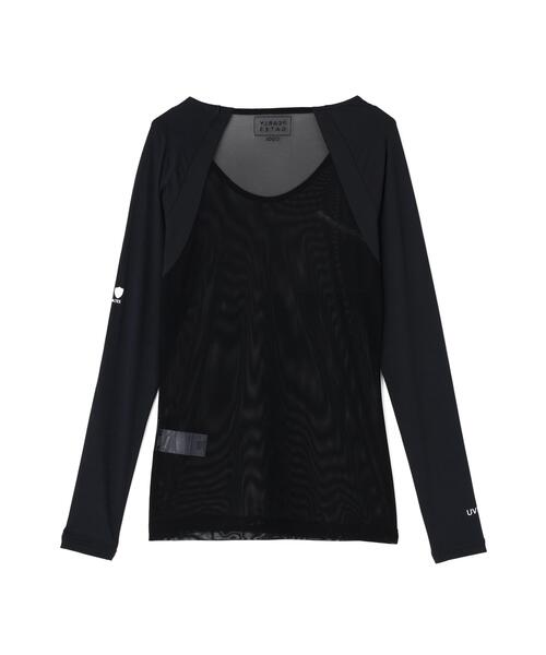 PEARLY GATES(パーリーゲイツ)の「【PG BODY】N/パワーネット×Peベア天竺長袖Uネックカットソー(Tシャツ/カットソー・レディース・ホワイト/ネイビー・LARGE/SMALL/MEDIUM)」の5枚目の写真