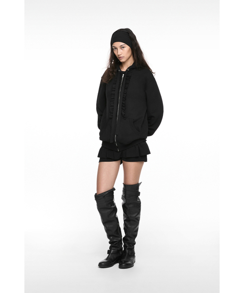 NACHE（ナチェ）の「RUFFLE HOODIE ZIP-UP BLACK（パーカー・レディース・その他・0/1）」の2枚目の写真