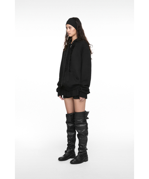 NACHE（ナチェ）の「RUFFLE HOODIE ZIP-UP BLACK（パーカー・レディース・その他・0/1）」の3枚目の写真