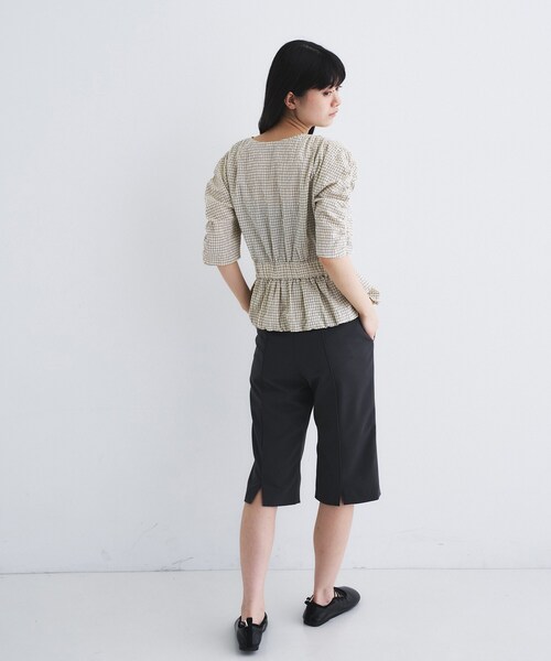 CODE A(コードエー)の「front ribbon peplum blouse(シャツ/ブラウス・レディース・ブラック/アイボリー・00)」の13枚目の写真