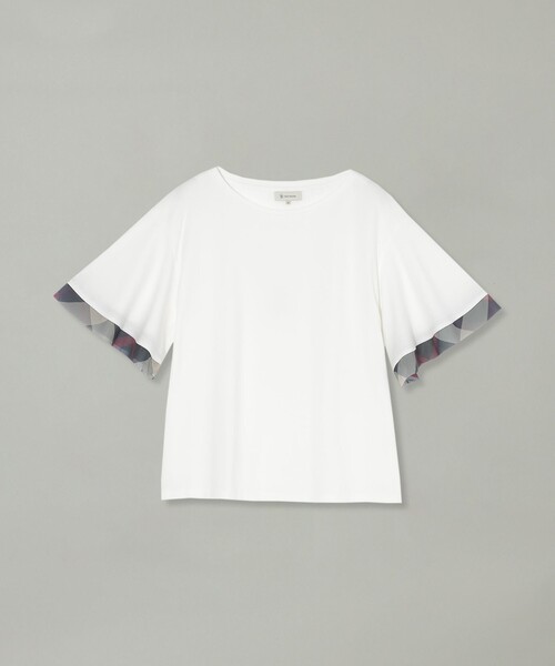 CB CRESTBRIDGE（シービークレストブリッジ）の「【Quiet checkシリーズ】シトラテックハーフフレアスリーブT（Tシャツ/カットソー・レディース・オフホワイト/ダークネイビー/ホワイト系その他/ブラック・M）」の10枚目の写真