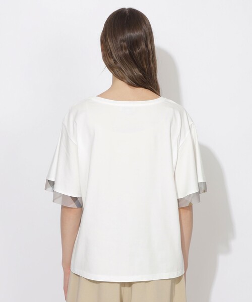 CB CRESTBRIDGE（シービークレストブリッジ）の「【Quiet checkシリーズ】シトラテックハーフフレアスリーブT（Tシャツ/カットソー・レディース・オフホワイト/ダークネイビー/ホワイト系その他/ブラック・M）」の13枚目の写真