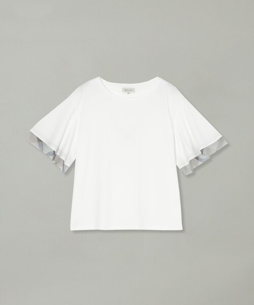 CB CRESTBRIDGE（シービークレストブリッジ）の「【Quiet checkシリーズ】シトラテックハーフフレアスリーブT（Tシャツ/カットソー・レディース・オフホワイト/ダークネイビー/ホワイト系その他/ブラック・M）」の15枚目の写真