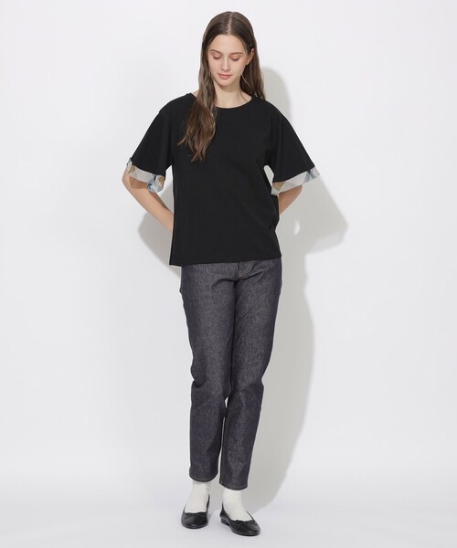 CB CRESTBRIDGE（シービークレストブリッジ）の「【Quiet checkシリーズ】シトラテックハーフフレアスリーブT（Tシャツ/カットソー・レディース・オフホワイト/ダークネイビー/ホワイト系その他/ブラック・M）」の16枚目の写真