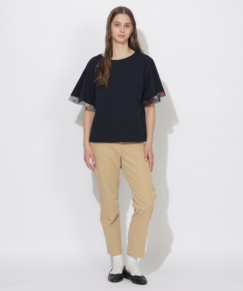 CB CRESTBRIDGE（シービークレストブリッジ）の「【Quiet checkシリーズ】シトラテックハーフフレアスリーブT（Tシャツ/カットソー・レディース・オフホワイト/ダークネイビー/ホワイト系その他/ブラック・M）」の21枚目の写真