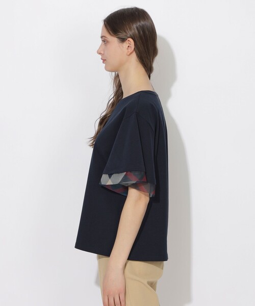 CB CRESTBRIDGE（シービークレストブリッジ）の「【Quiet checkシリーズ】シトラテックハーフフレアスリーブT（Tシャツ/カットソー・レディース・オフホワイト/ダークネイビー/ホワイト系その他/ブラック・M）」の22枚目の写真