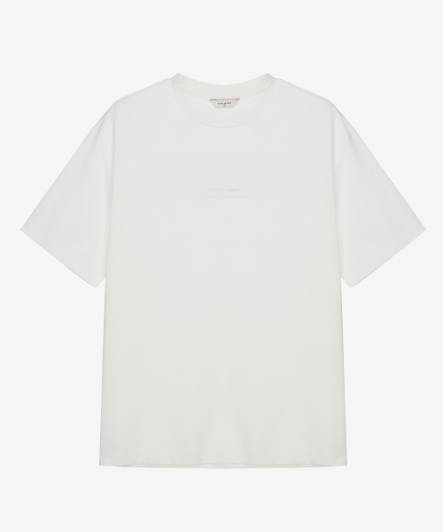 MINDBRIDGE(マインドブリッジ)の「スーピマ_レタリングセミオーバーフィットTシャツ - 2カラー MYTS3101(Tシャツ/カットソー・メンズ・ブラック/オフホワイト・100/110/95/105)」の4枚目の写真
