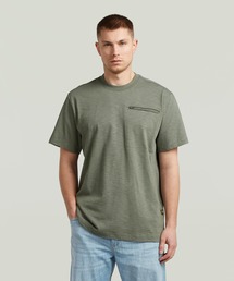 【Safari Online掲載】Distressed Zip Pocket T-Shirt/ジップポケットディテールスラブレギュラーTシャツ