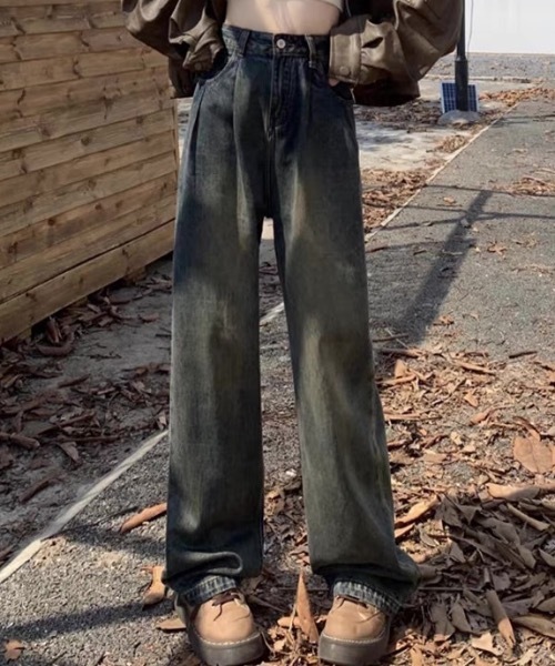Teem Store（チームストア）の「ベーシックタックワイドデニムパンツ（デニムパンツ・レディース・サックスブルー/その他/ブルー/ホワイト・S）」の19枚目の写真