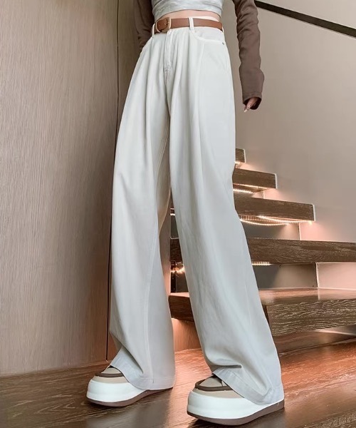 Teem Store（チームストア）の「ベーシックタックワイドデニムパンツ（デニムパンツ・レディース・サックスブルー/その他/ブルー/ホワイト・S）」の20枚目の写真