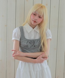 LiLIN（リリン）の「フェイクレイヤード パフスリーブ デザイン トップス（シャツ/ブラウス）」