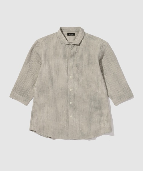TETE HOMME(テットオム)の「TETE by TETE HOMME かすれプリント 七分袖ナローカラーシャツ(シャツ/ブラウス・メンズ・ブラック/グレー・XL/M/L)」の1枚目の写真